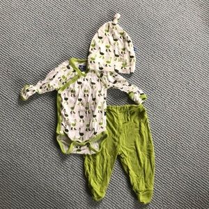 KicKee Pants bamboo outfit; onesie, pants and hat